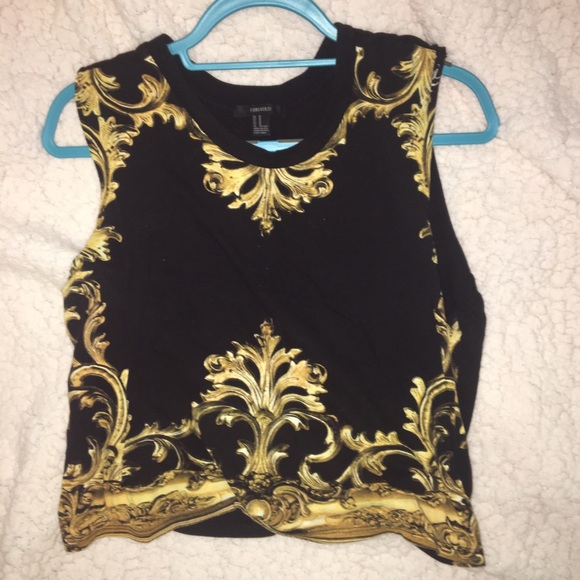 Sleeveless black and gold top forever21 - Picture 1 of 3